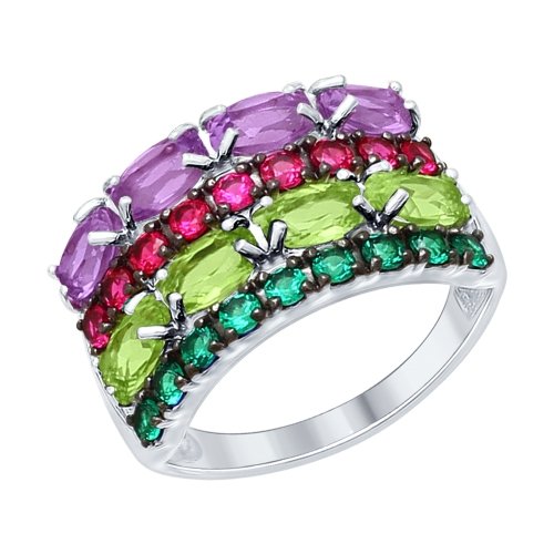 фото Кольцо кольцо из серебра 92011314 92011314 серебро, 925 проба, родирование, размер 19.5, фиолетовый dragomarket