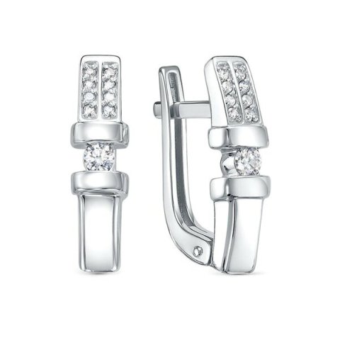 Серьги женские из родированного серебра 925 пробы с120037 с фианитами