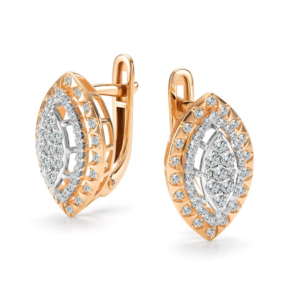 Серьги с английским замком женские из красного золота 585 пробы 27200-100