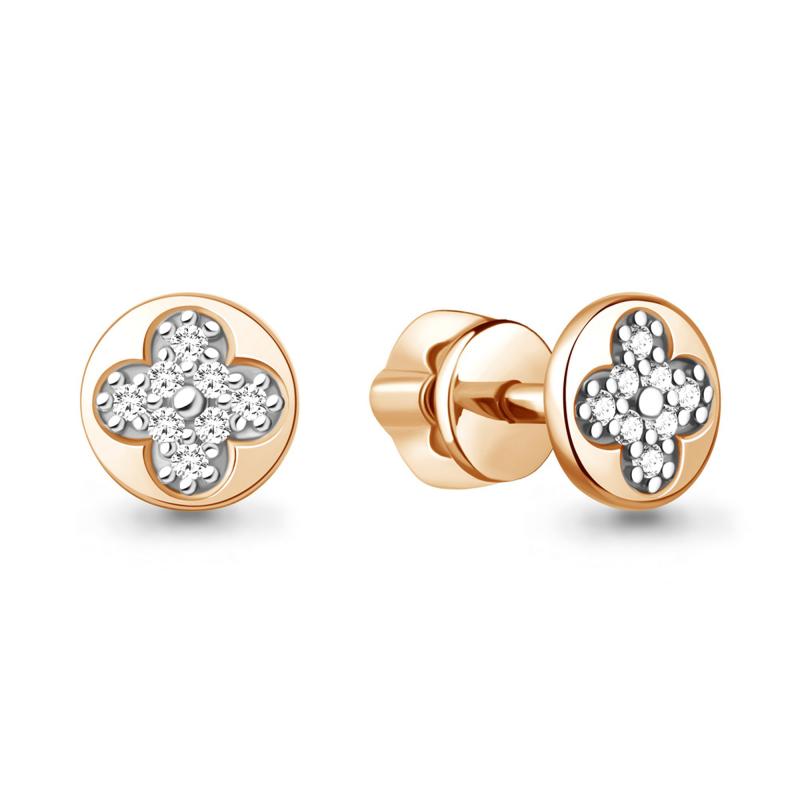 Пусеты из красного золота 585 пробы 400591А