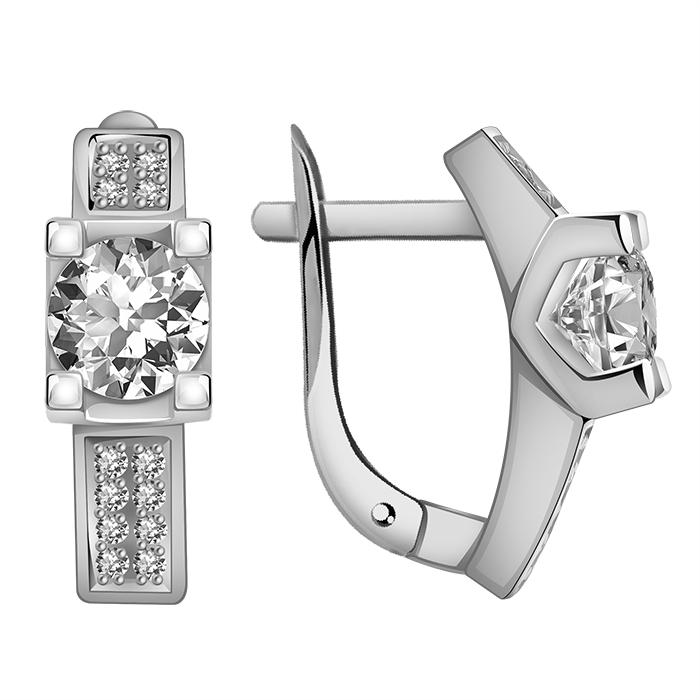 Серьги с английским замком женские из белого золота 585 пробы кл2746а-62