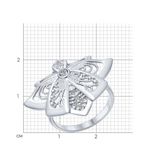 Кольцо из родированого серебра 925 пробы 94012289