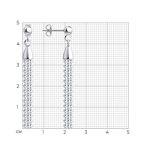 Пусеты из родированого серебра 925 пробы 94024505