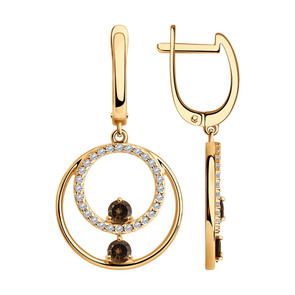 Серьги с английским замком женские из позолоченого серебра 925 пробы 92022263