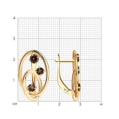 Серьги с английским замком женские из позолоченого серебра 925 пробы 92022306
