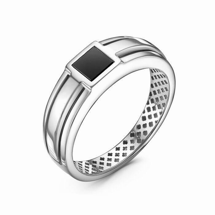 Печатка из родированого серебра 925 пробы с040002