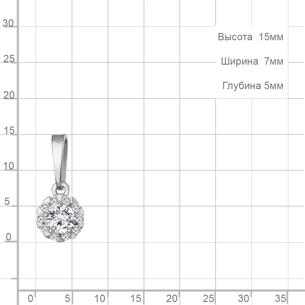 Подвеска из родированного серебра 925 пробы 25031А с фианитами
