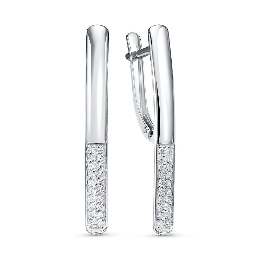 Серьги с английским замком женские из родированого серебра 925 пробы 3101028524