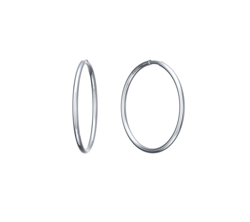 Серьги конго с диаметром серьги 35 мм и диаметром проволоки 1,5 мм из белого золота 585 пробы НС18-390-3