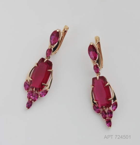 Серьги с английским замком женские из красного золота 585 пробы 724501