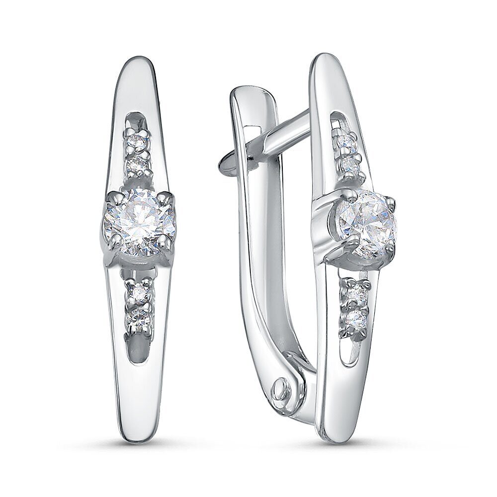 Серьги с английским замком женские из родированого серебра 925 пробы 3101028584