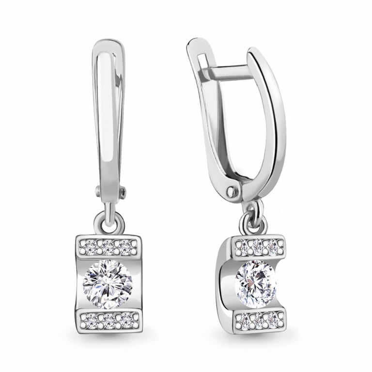 Серьги из родированого серебра 925 пробы 48848А