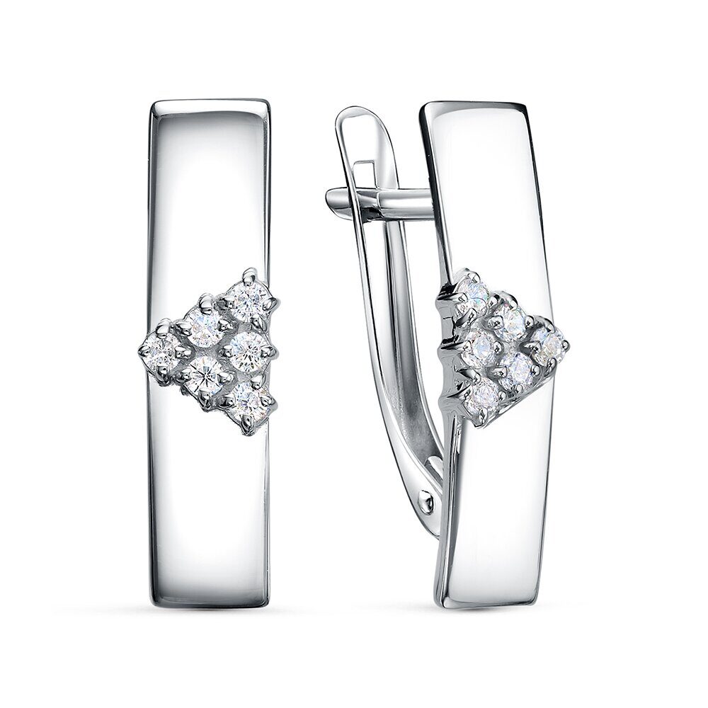 Серьги с английским замком женские из родированого серебра 925 пробы 3101028729