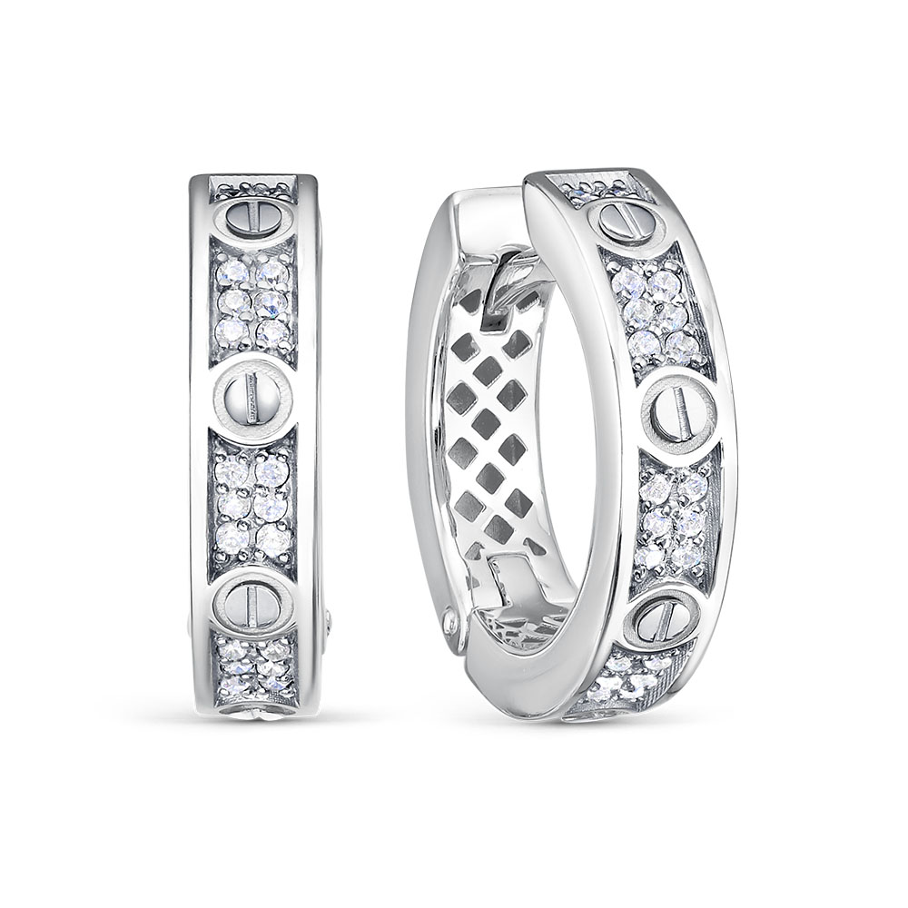 Серьги конго женские из родированого серебра 925 пробы с120387