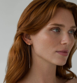 Серьги протяжки женские из красного золота 585 пробы НС12-1827