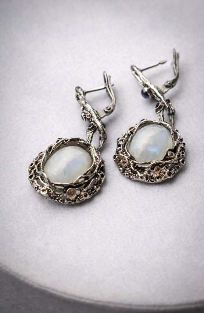 Серьги с английским замком женские из родированого серебра 925 пробы SC6380-48