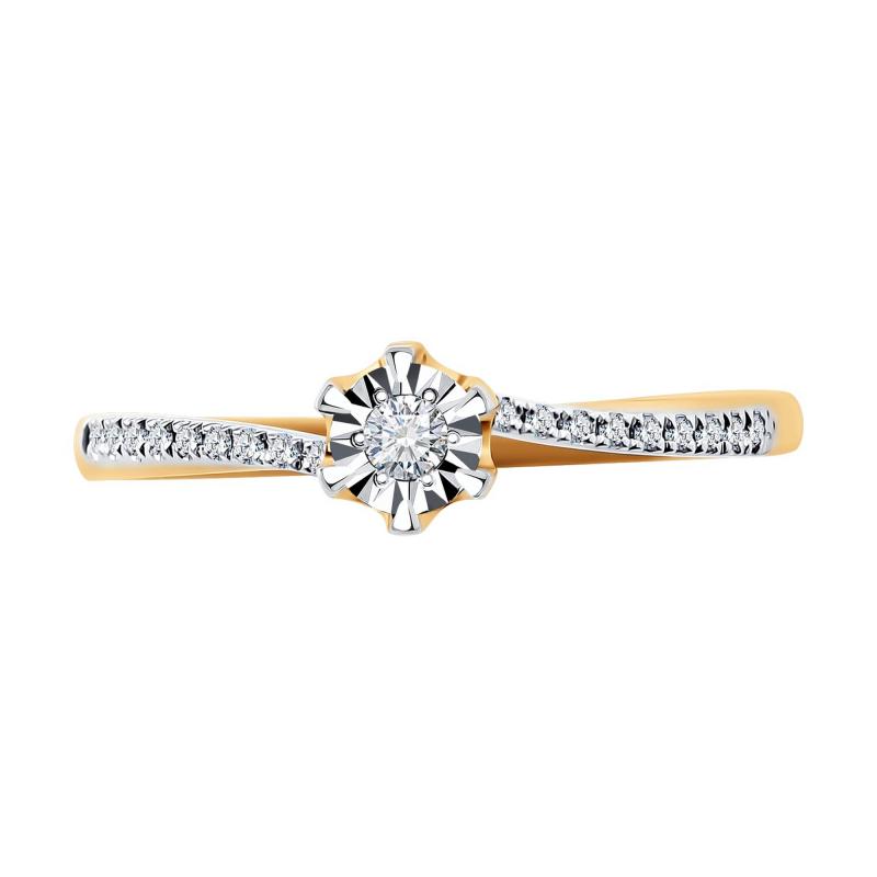 Кольцо из красного золота 585 пробы 1011408 с бриллиантом