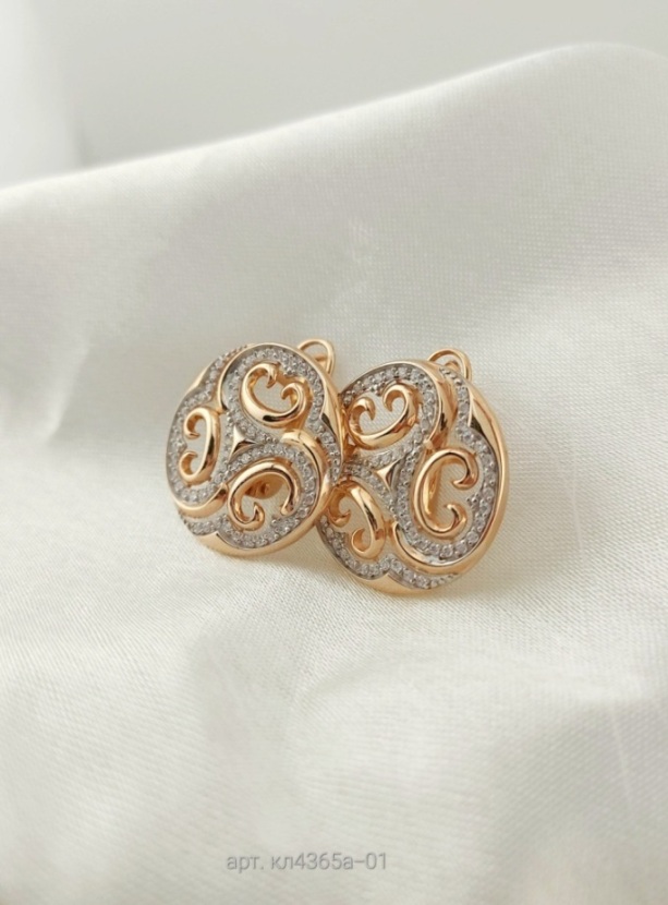 Серьги с английским замком женские из красного золота 585 пробы кл4365а-01