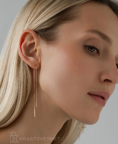 Серьги протяжки женские из красного золота 585 пробы НС12-1839