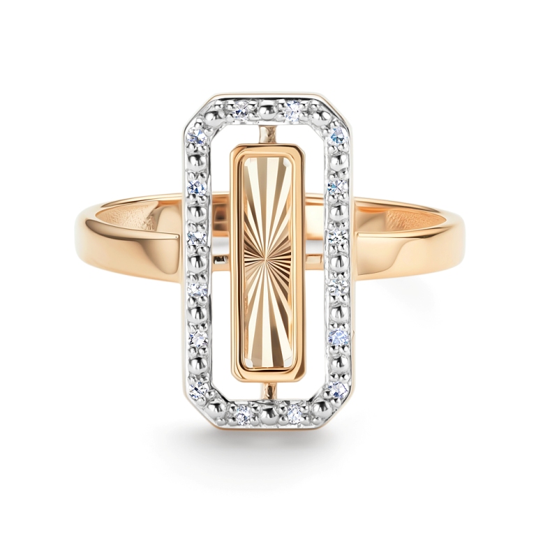 Кольцо из красного золота 585 пробы 16574-100 с бриллиантами