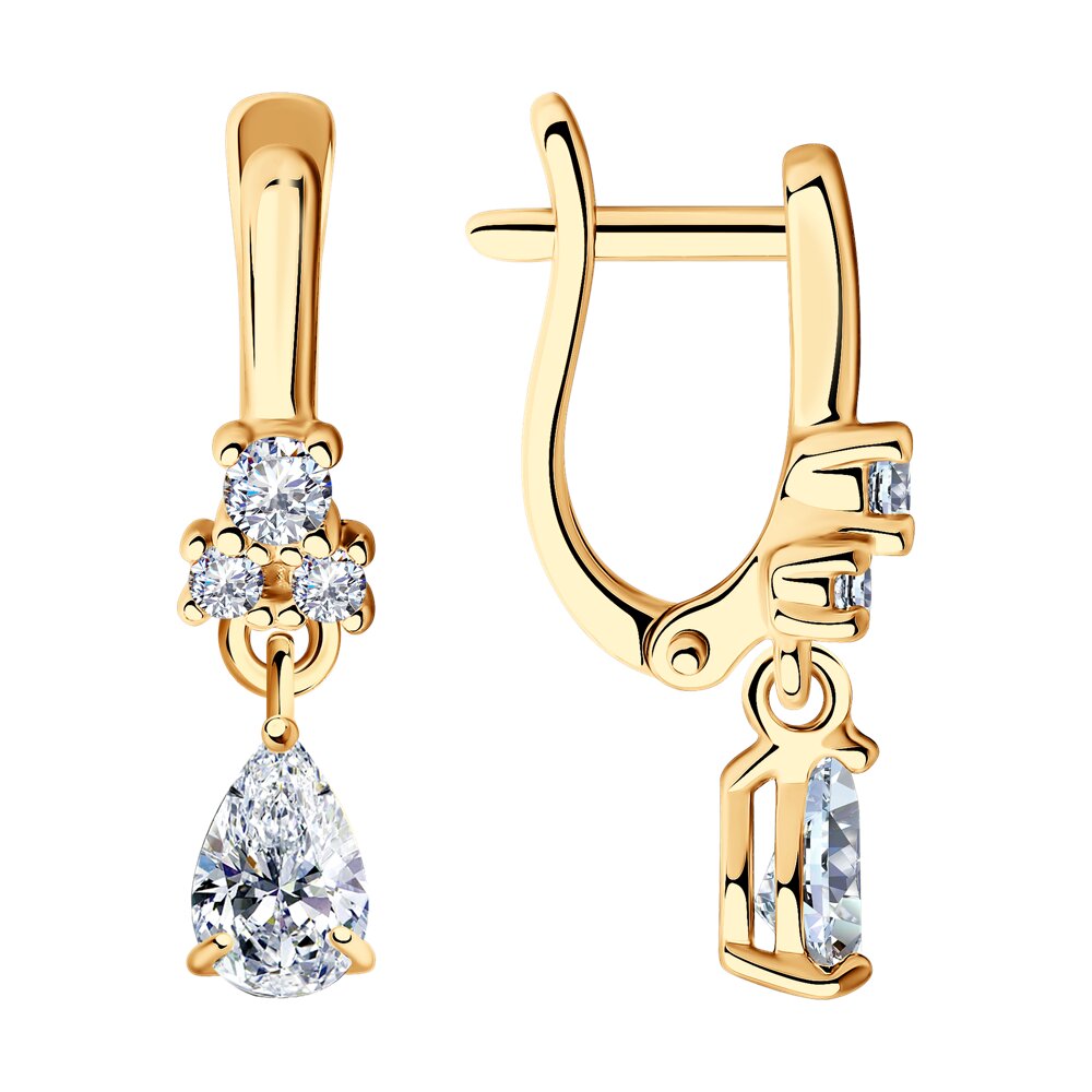 Серьги с английским замком женские из позолоченого серебра 925 пробы 93020542