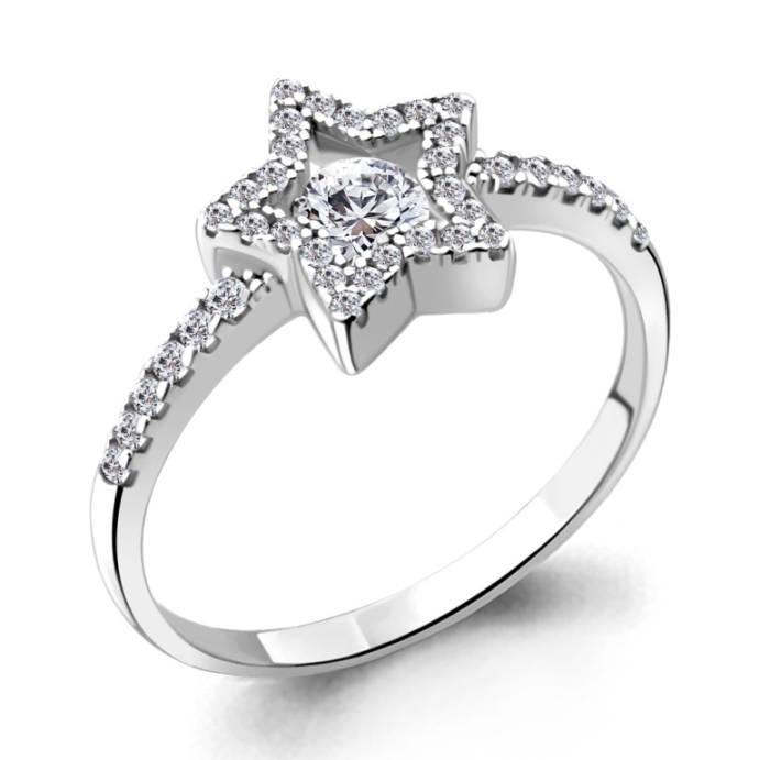 Кольцо из родированого серебра 925 пробы 68905А