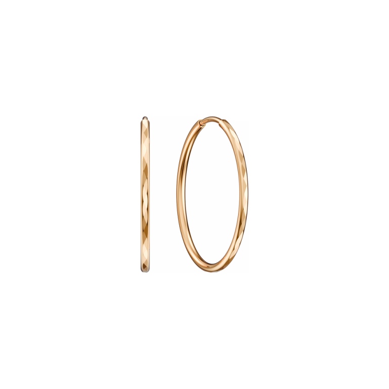 Серьги конго с диаметром серьги 25 мм и диаметром проволоки 1,2 мм женские из красного золота 585 пробы НС12-1870