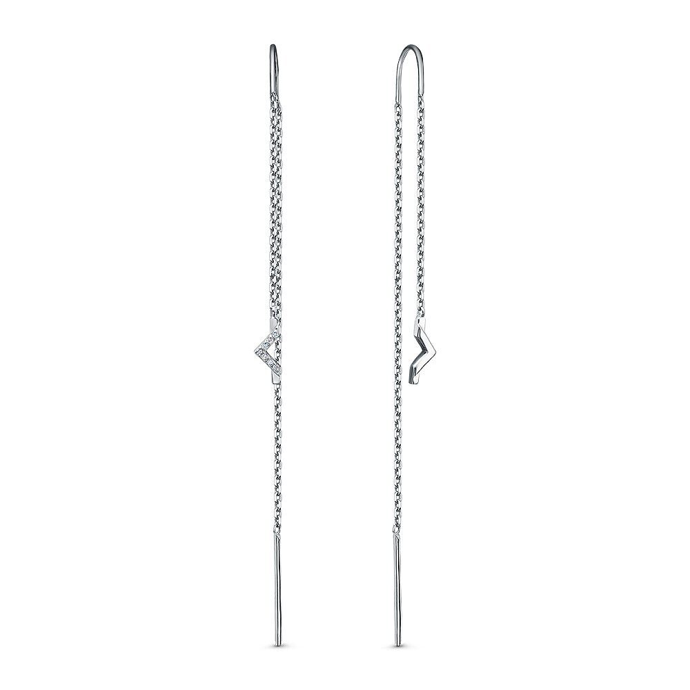 Серьги протяжки женские из родированого серебра 925 пробы 3101028558