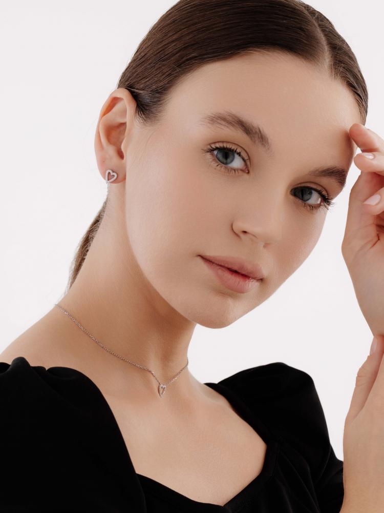 Пусеты из родированого серебра 925 пробы 02-4065/00КЦ-00