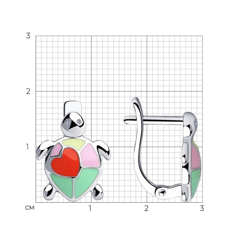 Серьги с английским замком детские из родированого серебра 925 пробы 94023539