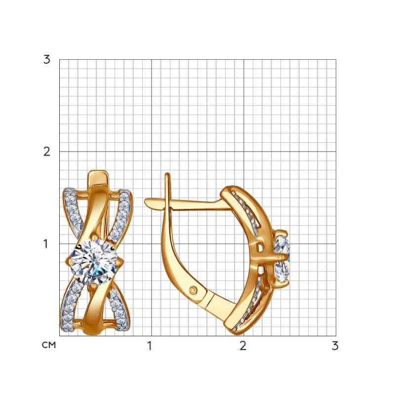 Серьги с английским замком женские из позолоченого серебра 925 пробы 93020760