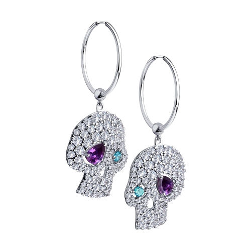 Серьги с английским замком женские из родированого серебра 925 пробы 94024003