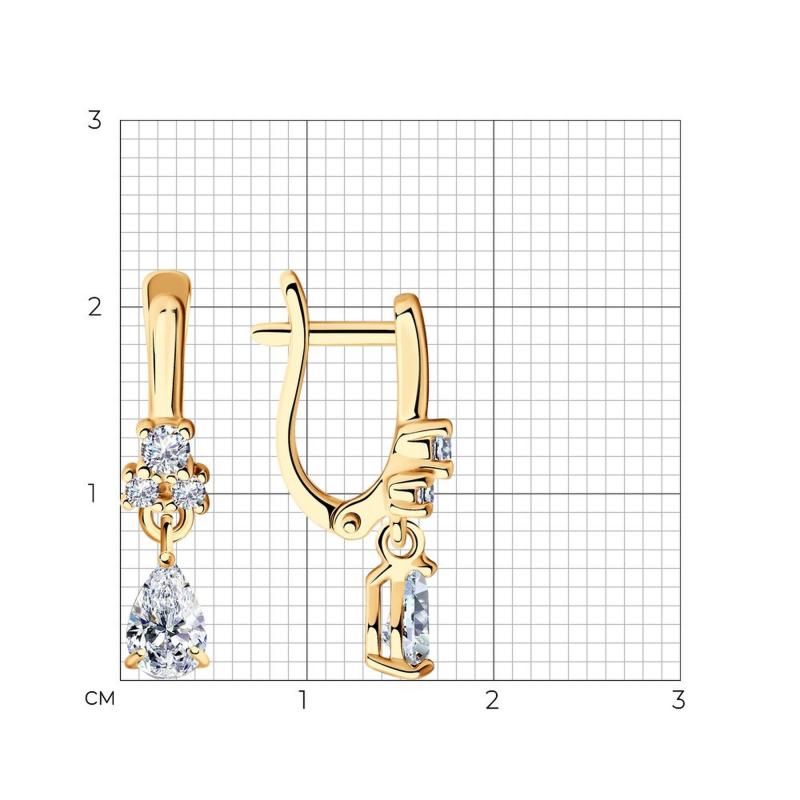 Серьги с английским замком женские из позолоченого серебра 925 пробы 93020542