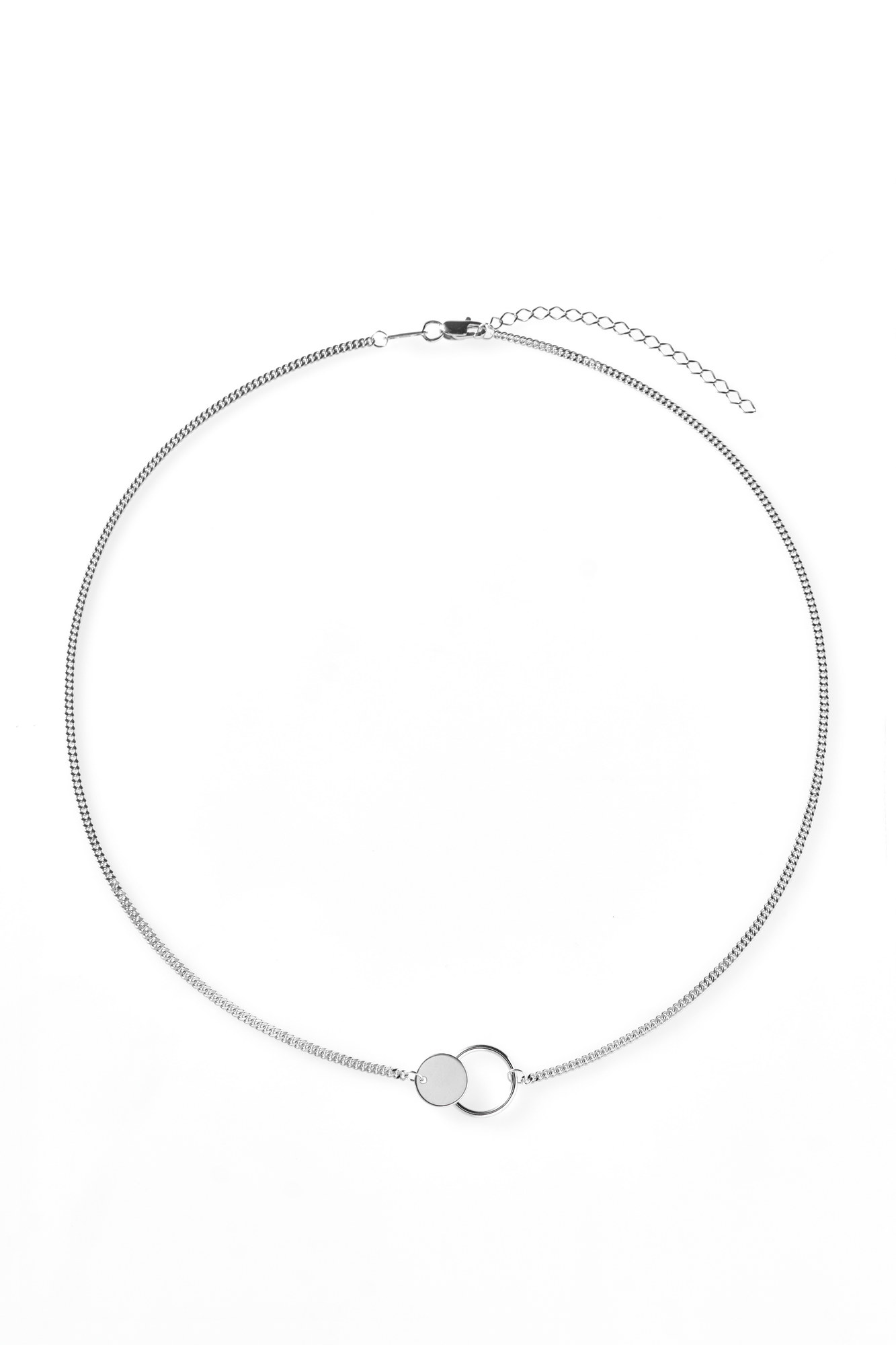 Колье из родированого серебра 925 пробы НХ22-2080-3 д. 0,5 мм