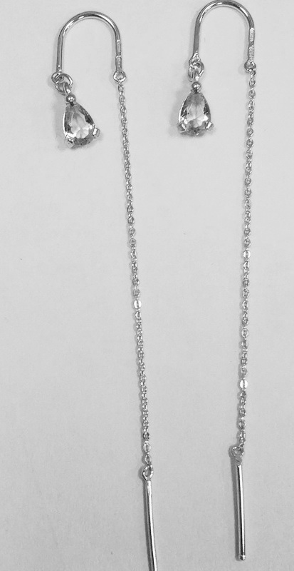 Серьги с английским замком женские из родированого серебра 925 пробы 300637