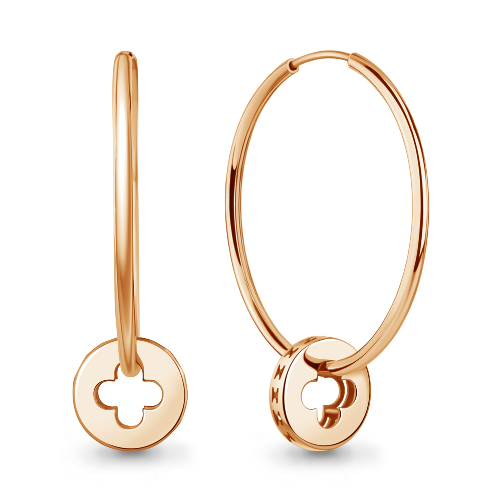 Серьги конго женские из красного золота 585 пробы 34800