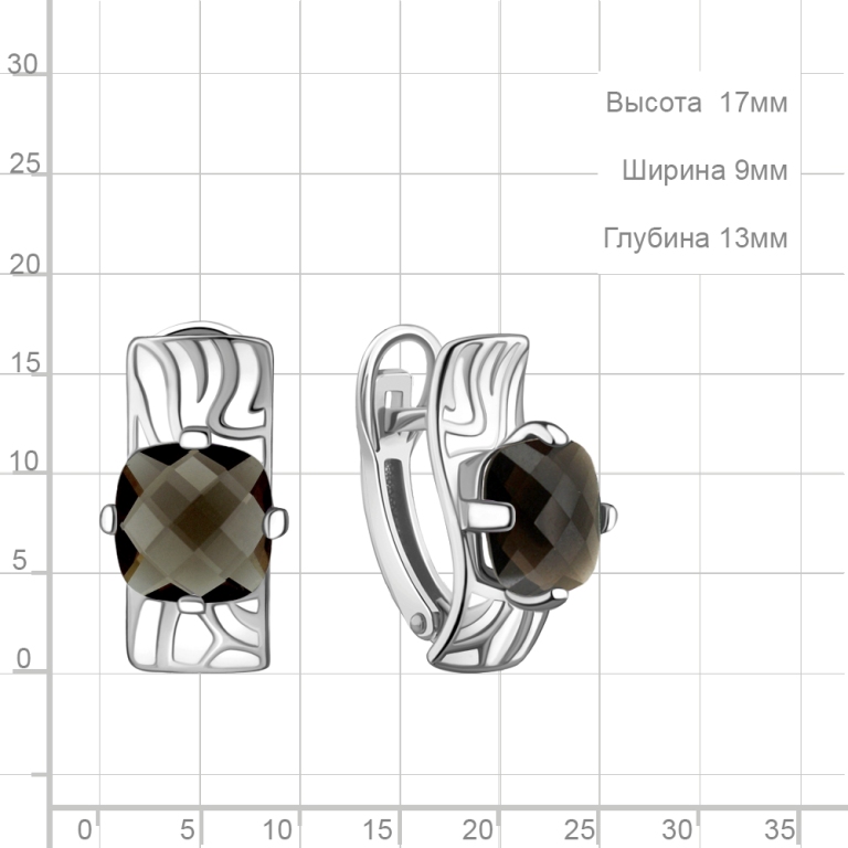Серьги с английским замком женские из родированого серебра 925 пробы 4464401