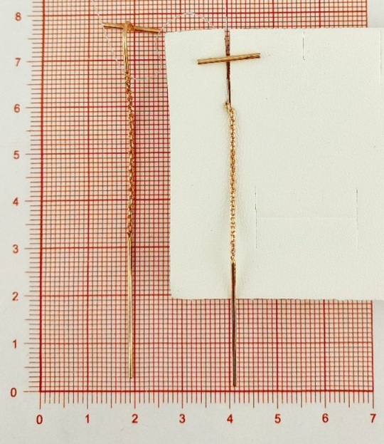 Серьги протяжки женские из красного золота 585 пробы НС12-403