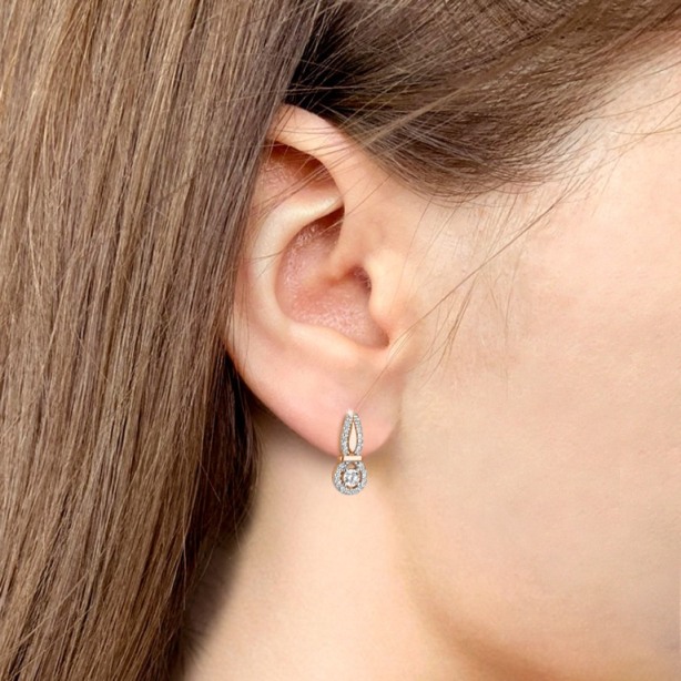 Серьги с английским замком женские из красного золота 585 пробы 400752А