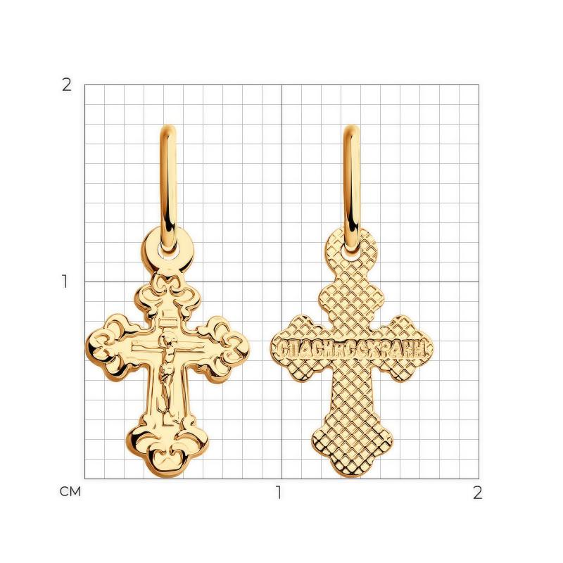 Крест из красного золота 585 пробы 121449