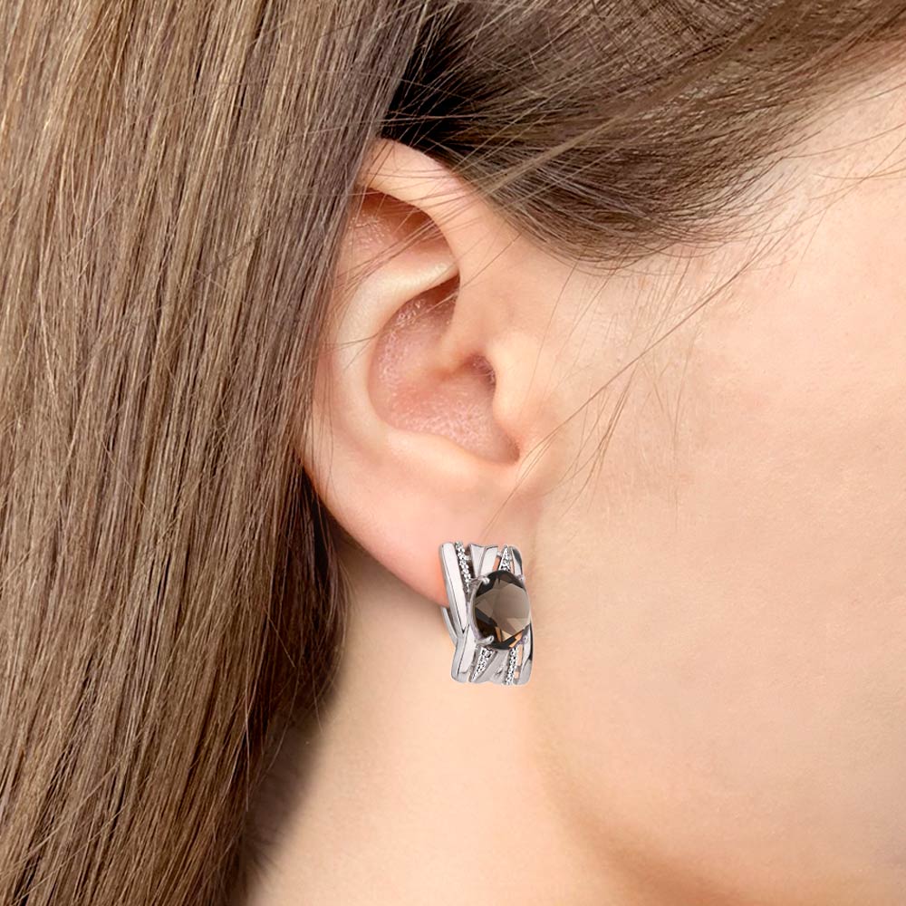 Серьги с английским замком женские из родированого серебра 925 пробы 4478801А