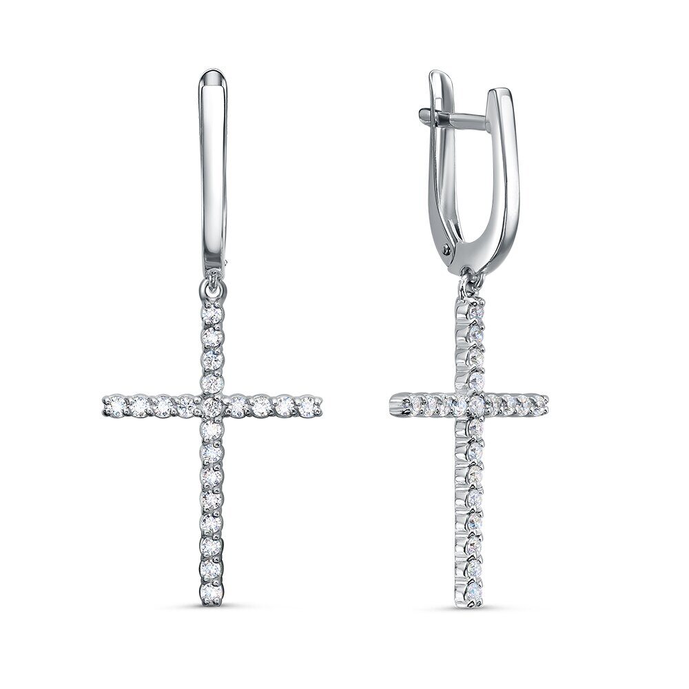 Серьги с английским замком женские из родированого серебра 925 пробы 3101028643