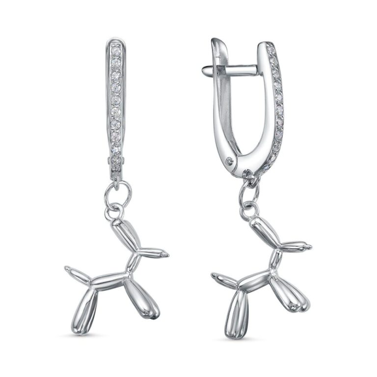 Серьги с английским замком женские из родированого серебра 925 пробы 3101028383