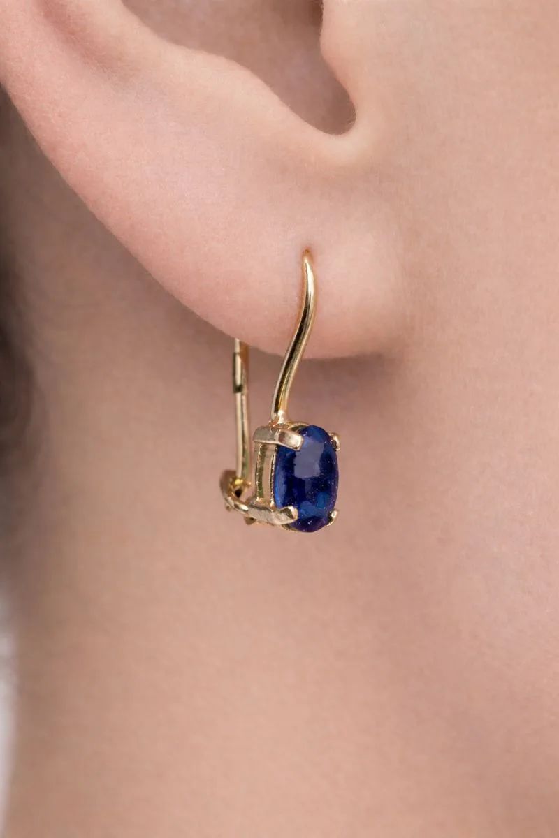 Серьги на петле женские из красного золота 585 пробы CД2428603 с сапфирами  Синий