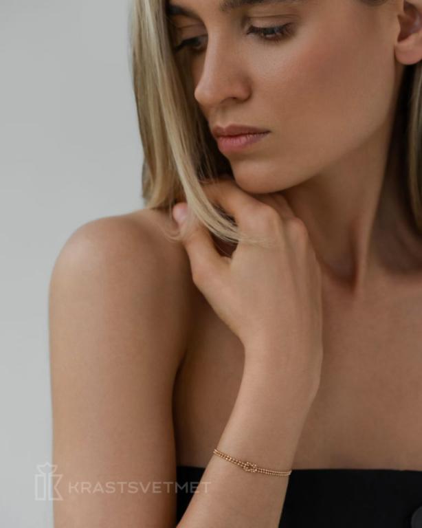 Браслет из красного золота 585 пробы НБ12-554 д. 1,5  , плетение: шариковый узлом 2 пряди