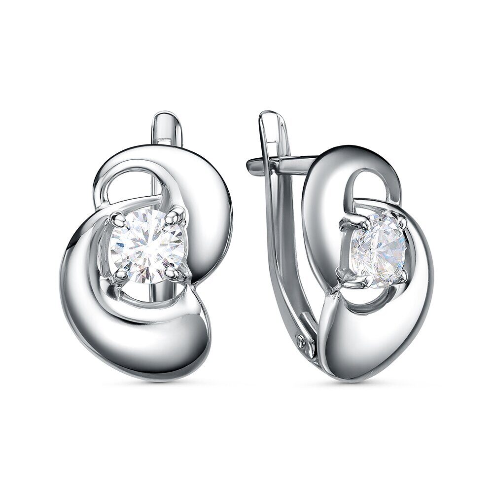 Серьги с английским замком женские из родированого серебра 925 пробы 3101028739