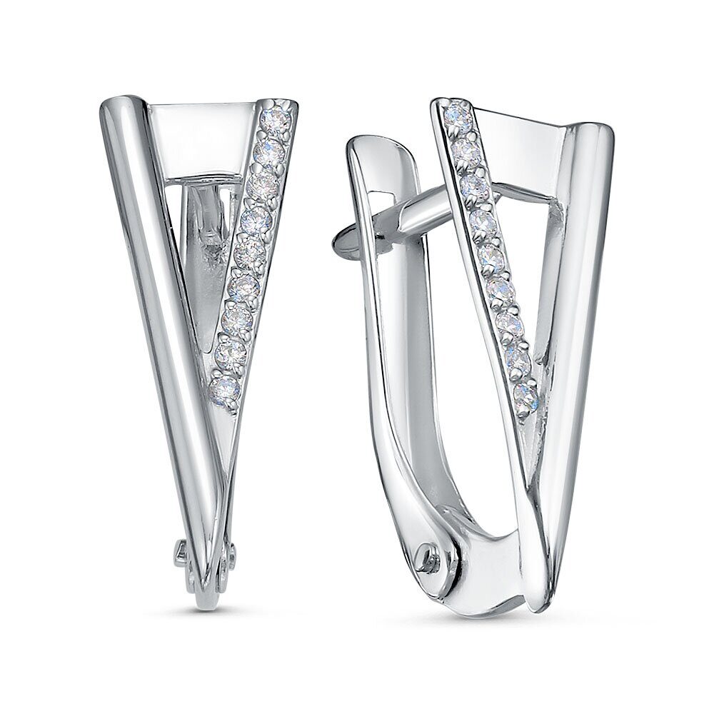 Серьги с английским замком женские из родированого серебра 925 пробы 3101028552