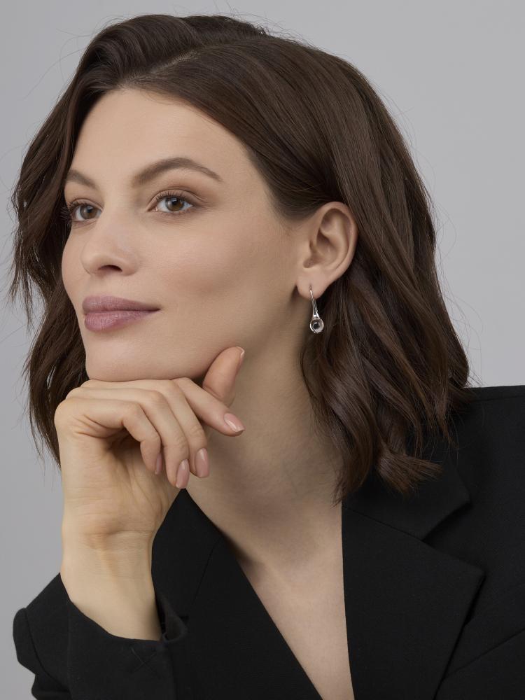 Серьги на петле из родированого серебра 925 пробы 02-4821/00ГХ-00