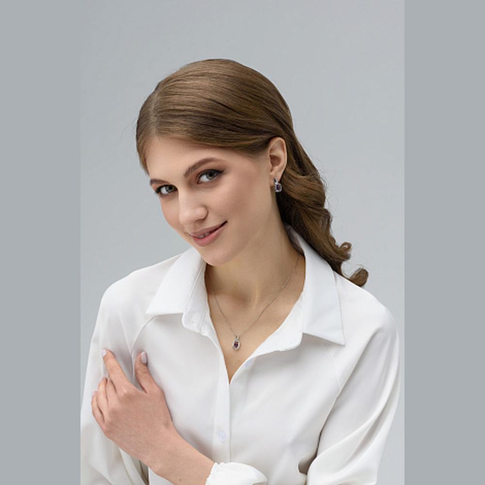 Серьги с английским замком женские из родированого серебра 925 пробы 02-4220/00АМ-00