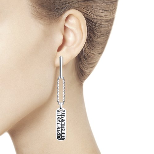 Серьги с английским замком женские из черненого серебра 925 пробы 95020085